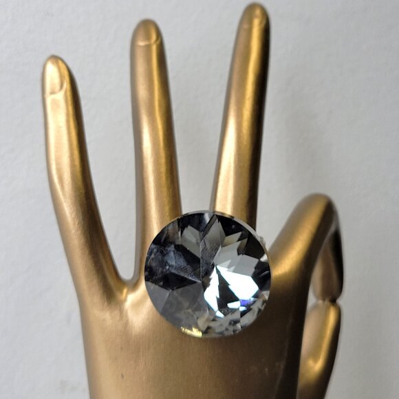Huge Crystal Fashion Stretch Ring, Large Statement Crystal Ring,Cocktail Ring - Picture 1 of 9